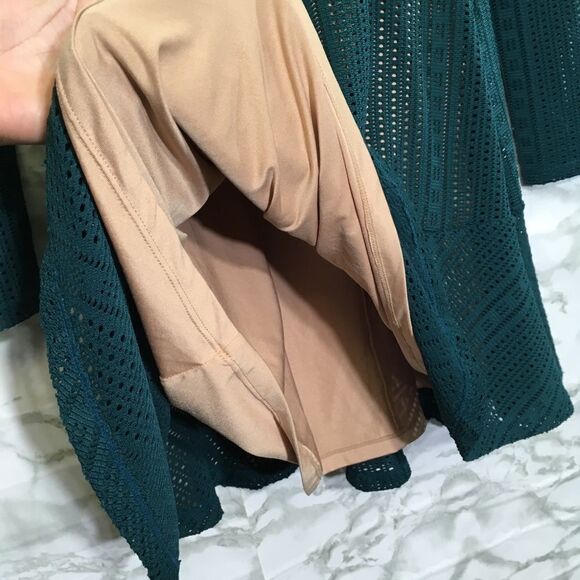 BCBGMAXAZRIA CROCHET LACE OVERLAY FIT & FLARE LONG SLEEVE MINI DAINA DRESS XS - Picture 6 of 14